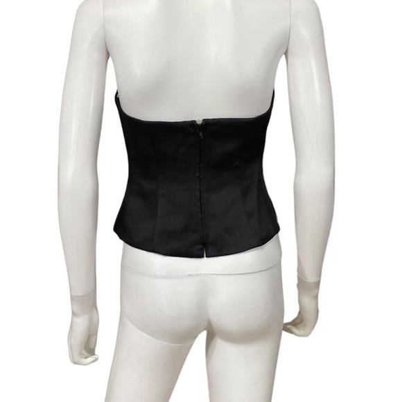Black Satin Strapless Corset Top Black Satin Chic Date Night - Picture 3 of 6